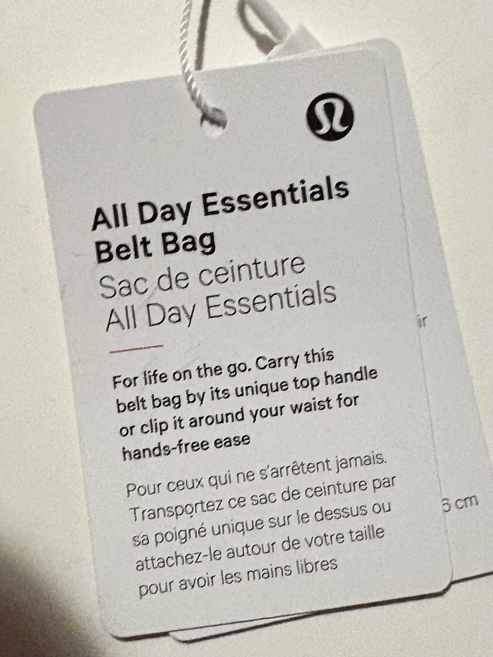 NWT Lululemon All Day Essentials Belt Bag 2.5L Black One Size Top Handle